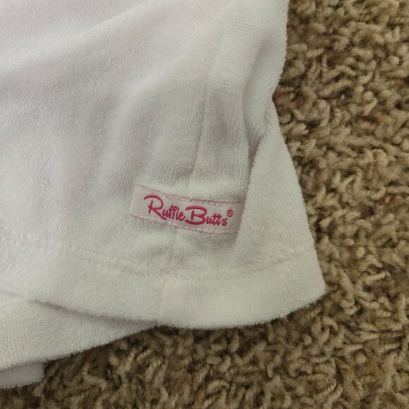 RuffleButts White Hooded Swimsuit Cover Up Girls Size 6 - Picture 4 of 6